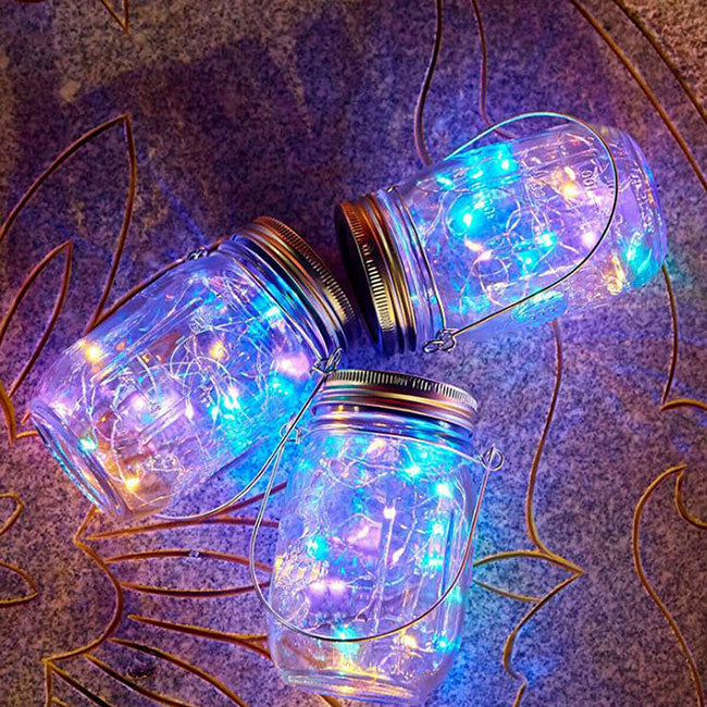 Multicolour Solar Powered Mason Jar Lid Lights