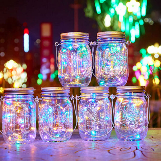 Multicolour Solar Powered Mason Jar Lid Lights