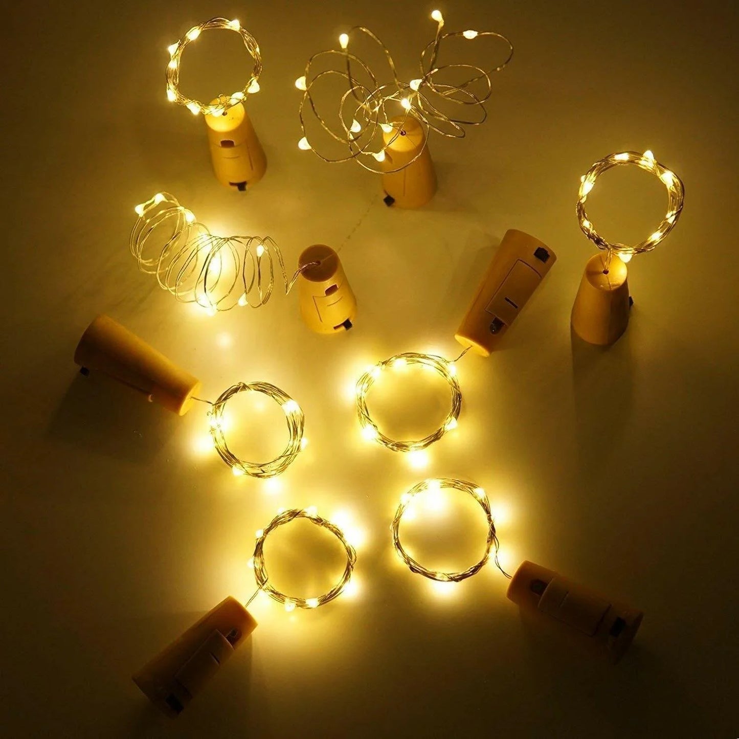 20 LED Warm White Bottle Cork Lights Battery (10 Pack)