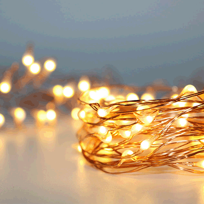 50 Warm White LED Copper Wire Micro Battery Fairy Lights