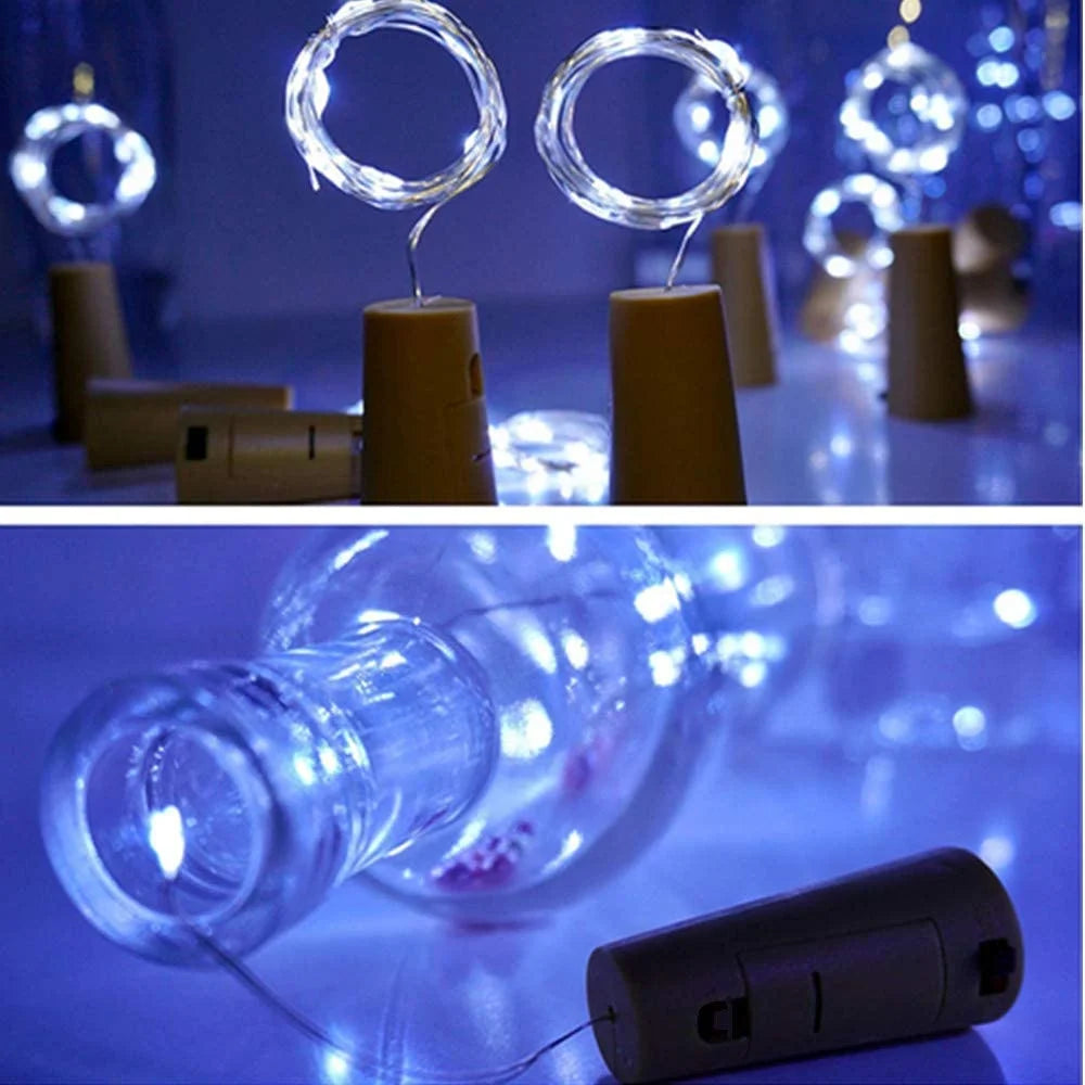 Bottle Lights 20 White LED Bottle Cork Lights Battery Operated (5 Pack)