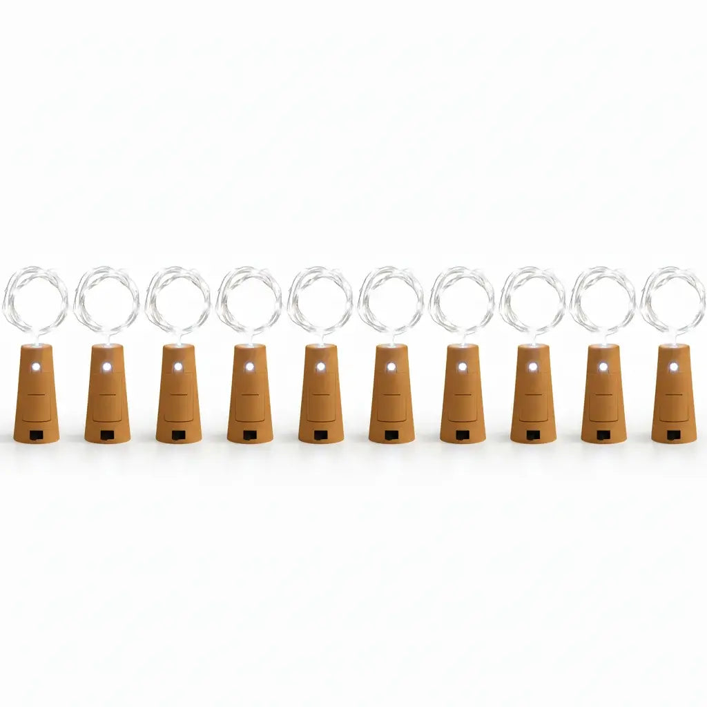 10-pack white LED cork bottle lights