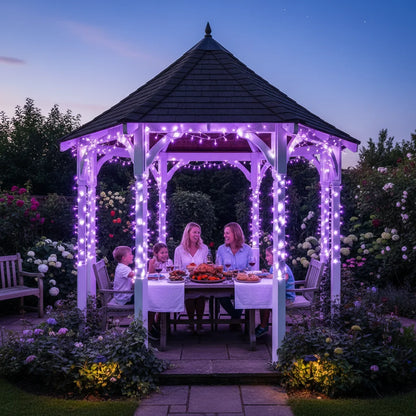 Purple solar lights garden gazebo
