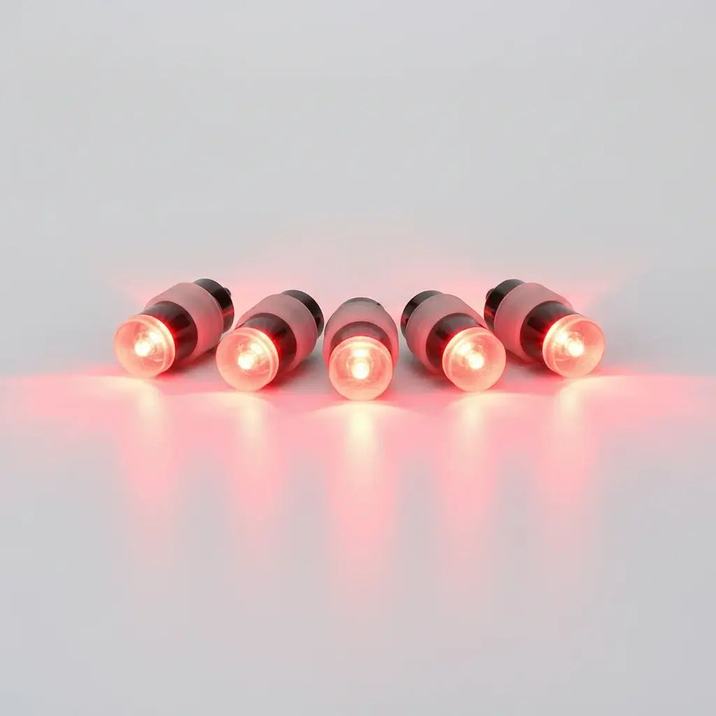 5-pack red mini LED lights grey background