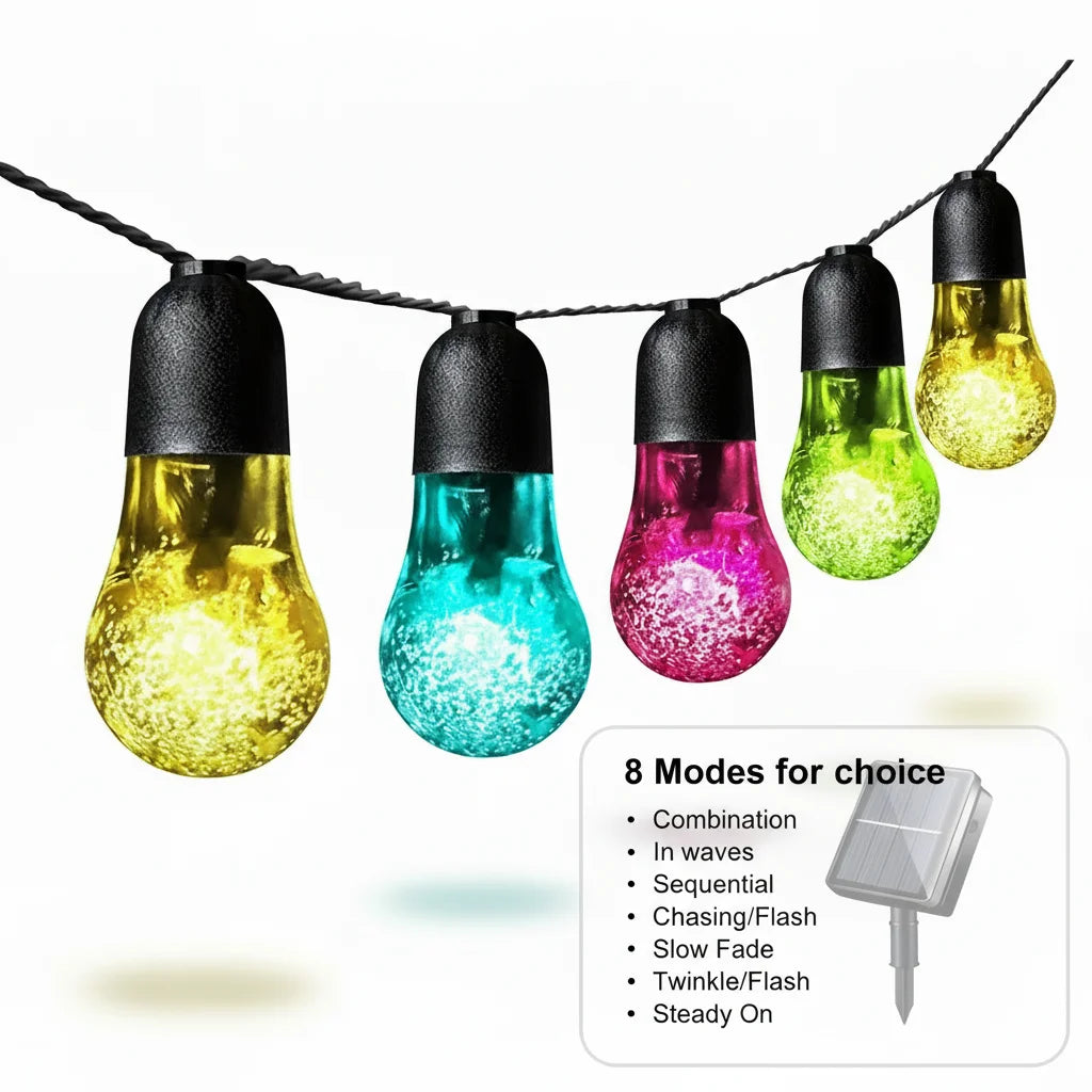 Solar Festoon Lighting  Multi Colour Garden Lights8 Modes