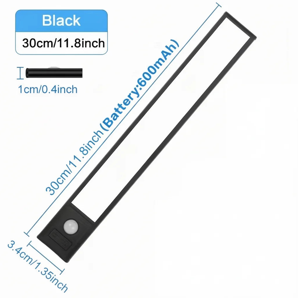Black LED 30cm with blue text - square format