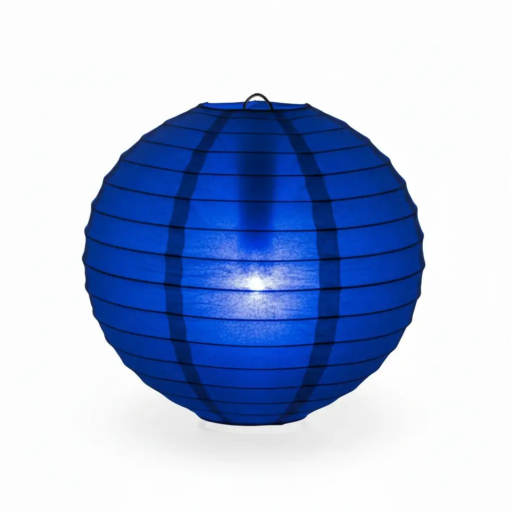 Close-up blue LED light with golden lantern