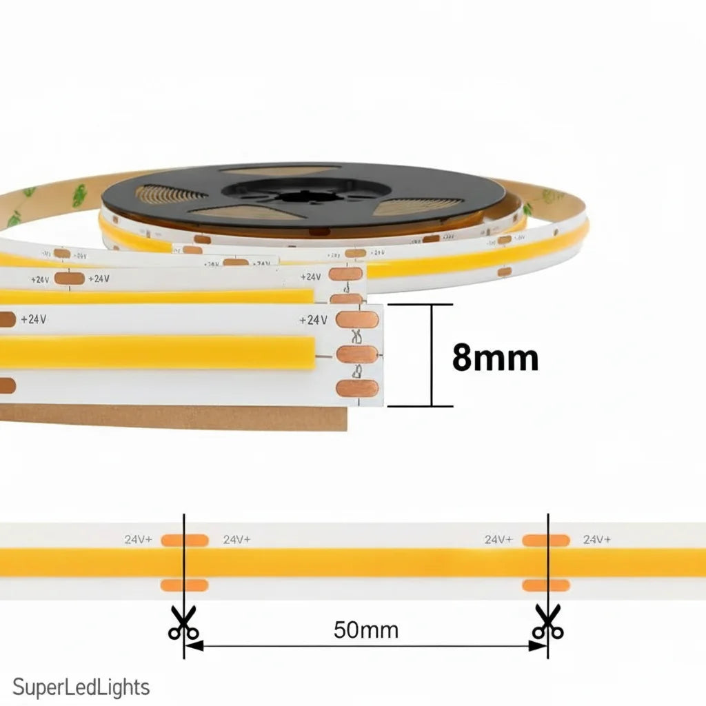 COB LED strip dimensions