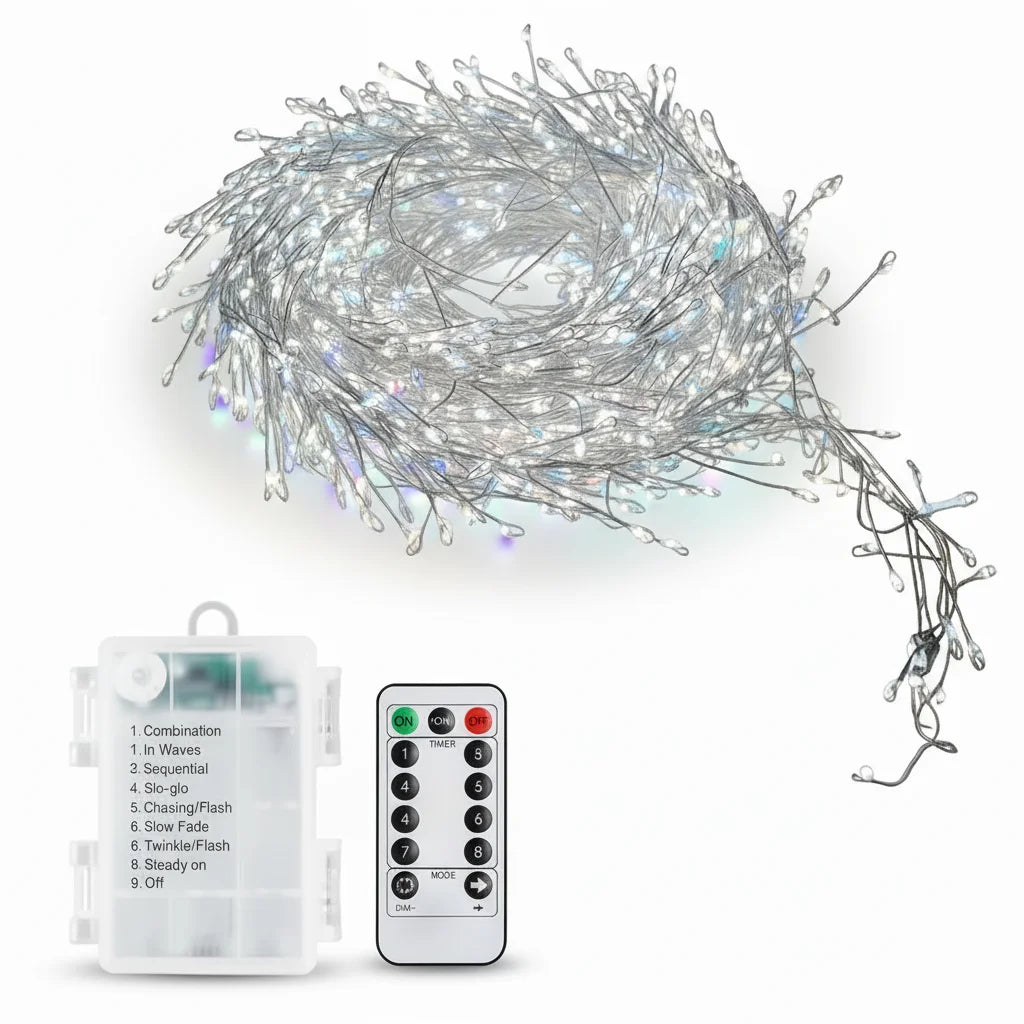 Cool white led fairy lights with battery box and remote
