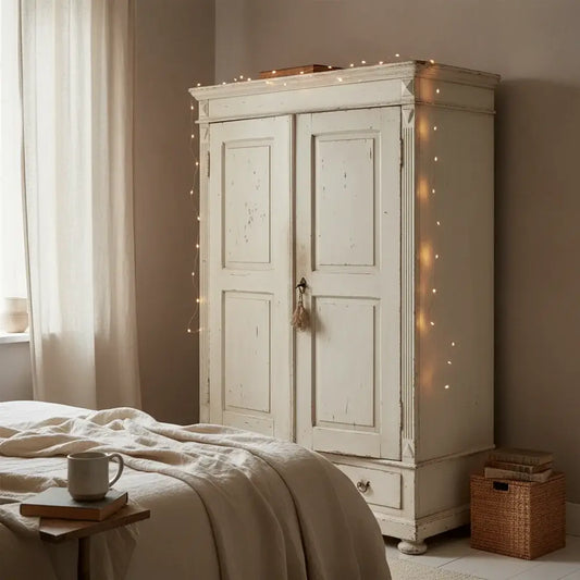 Copper lights around wardrobe