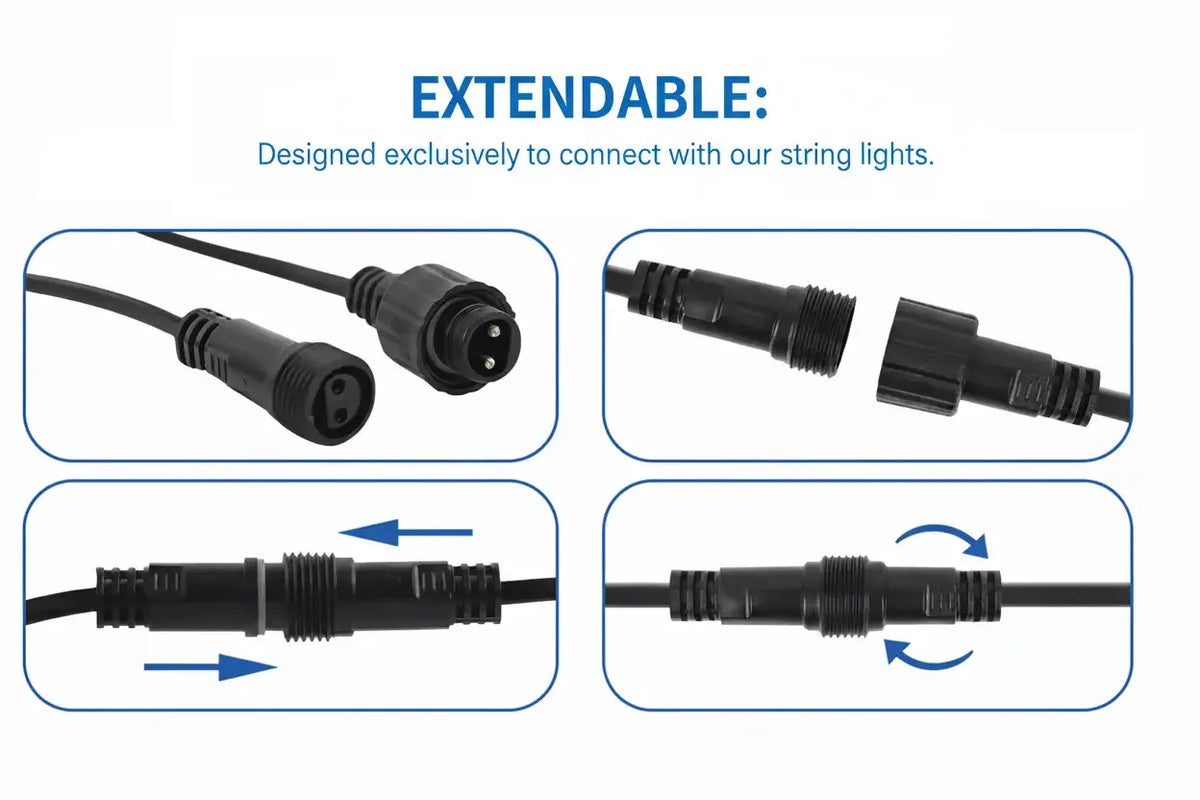Led Festoon Connector Festoon Party Lights Clear Cap Connectable – Super Led Lights