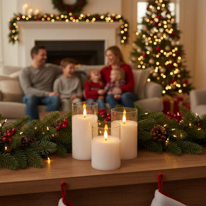 Flameless candles holiday decoration