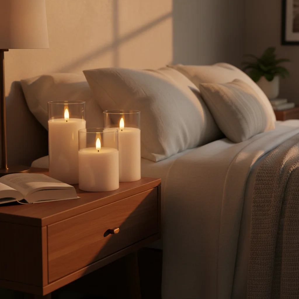 Led candles bedroom nightstand lifestyle_1