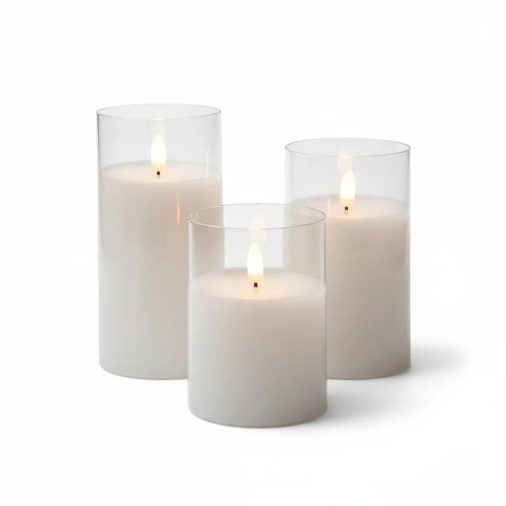 LED candles on white background without remote - high resolution