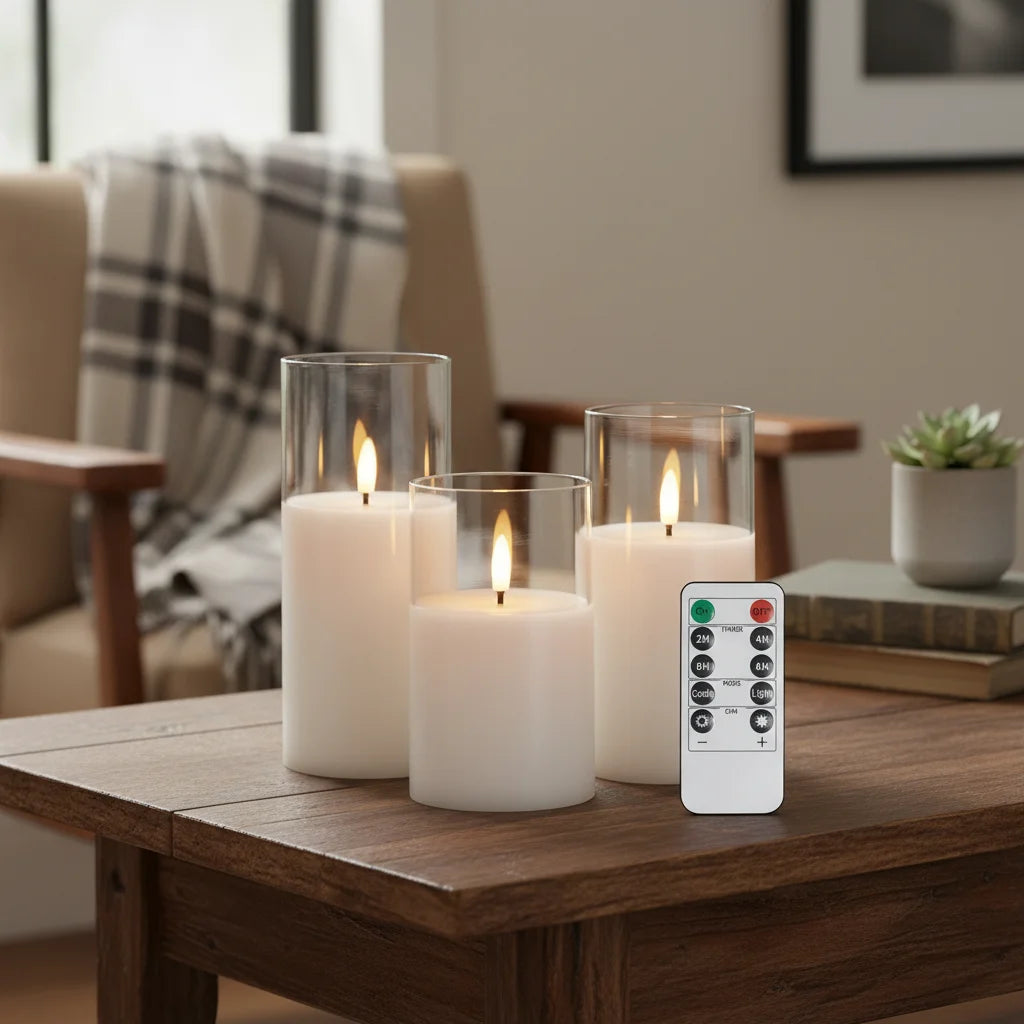 LED candles with remote - different background