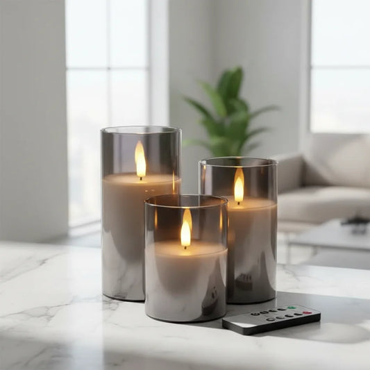 LED flameless candles with remote control - realistic photo