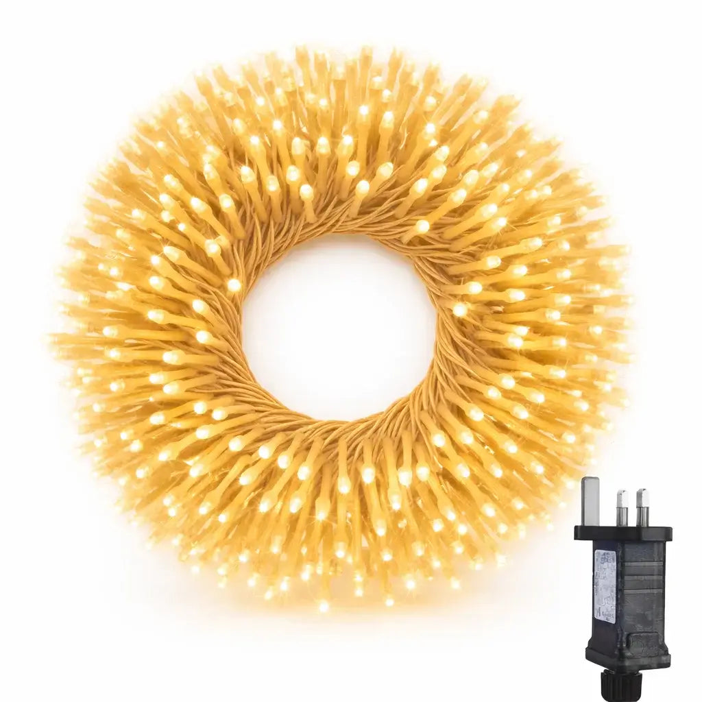 Yellow LED fairy lights wreath