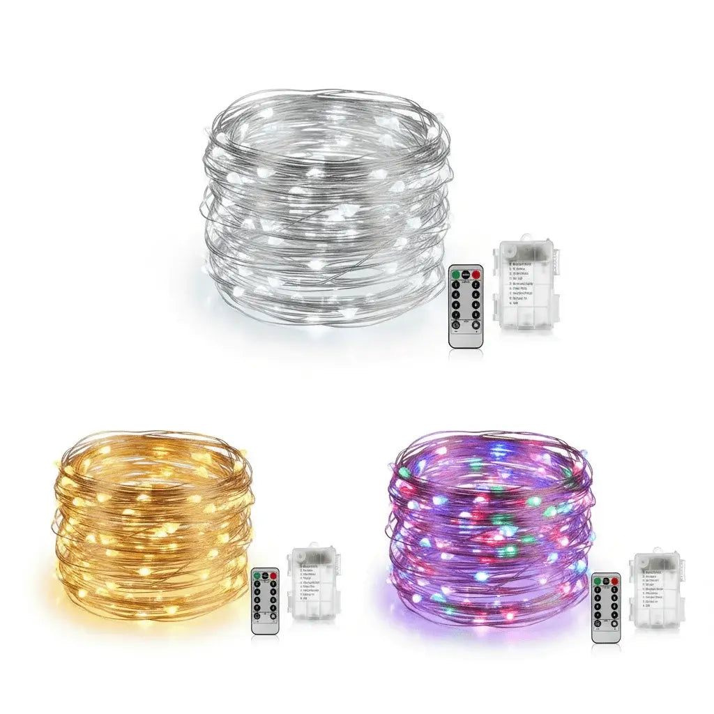 Battery operated micro fairy lights 100 LED 10M - available in white, warm white and multi-colour with remote control for home decoration