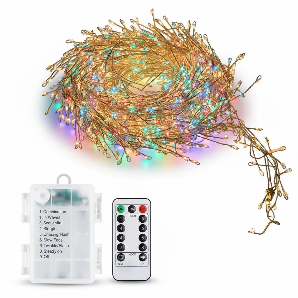Multicolour led fairy lights with battery box and remote