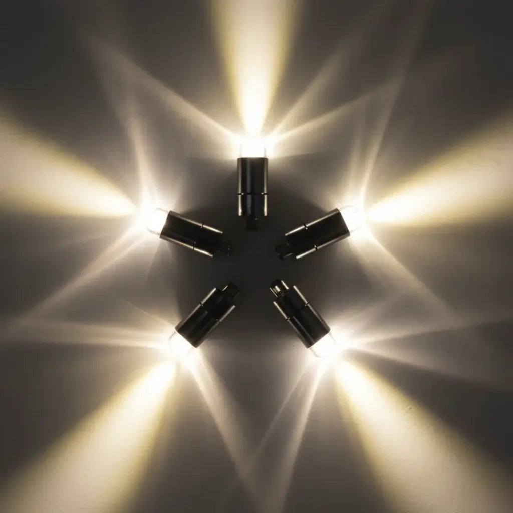 Warm white mini party led lights star pattern white background