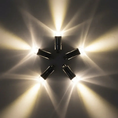 Warm white mini party led lights star pattern white background