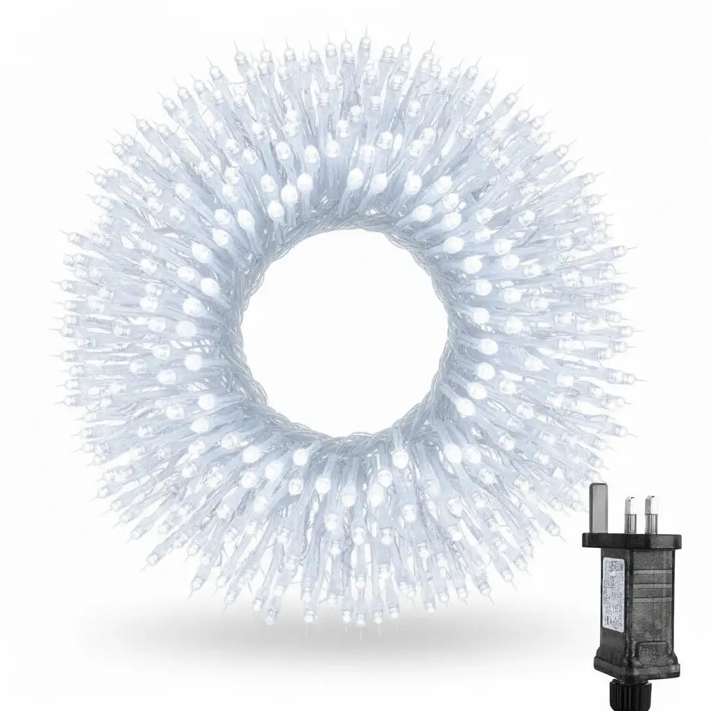 White LED fairy lights wreath with exact colour