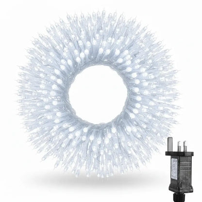 White LED fairy lights wreath with exact colour