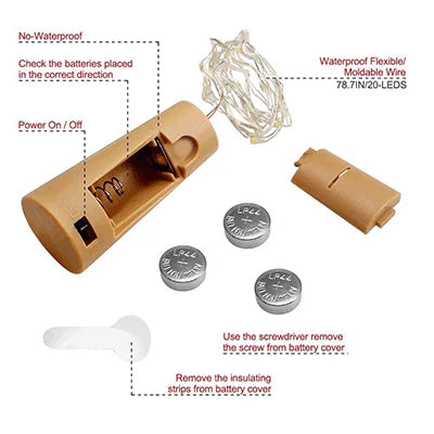 Multicolor Bottle Cork Lights 20 LED 5 Pack Super Led Lights