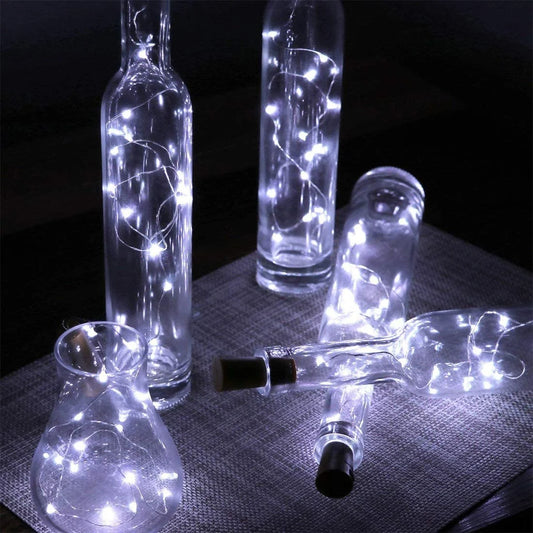 Bottle Lights 20 White LED Bottle Cork Lights Battery Operated (5 Pack)