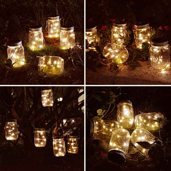 Warm White Solar Powered Mason Jar Lid Lights