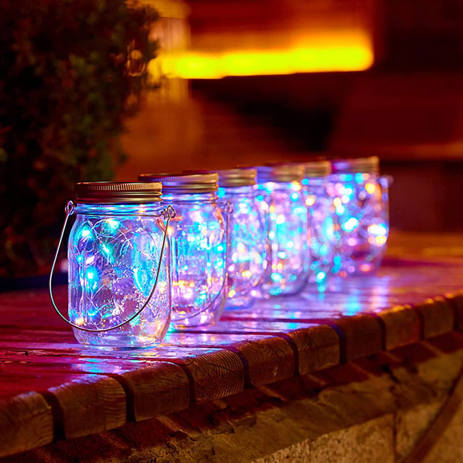 Multicolour Solar Powered Mason Jar Lid Lights