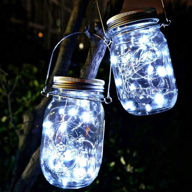 White Solar Powered Mason Jar Lid Lights