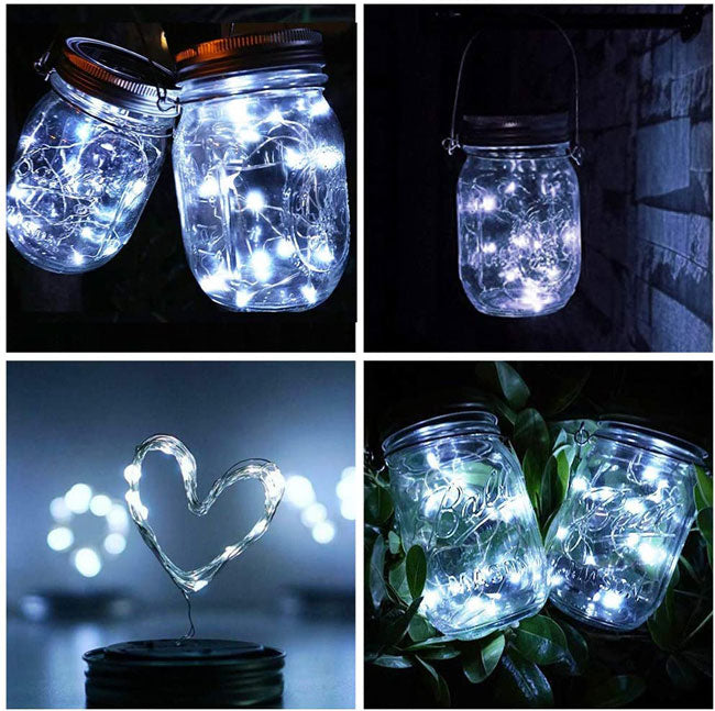 White Solar Powered Mason Jar Lid Lights