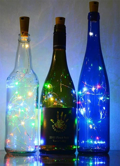 multicolour bottle lights in different bottles