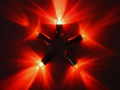 5 x Red Single Led Battery Powered Lights Waterproof