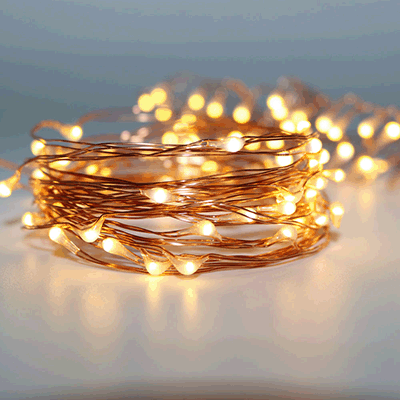 100 Warm White LED 10M Copper Wire Micro Battery Fairy Lights