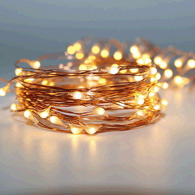 50 Warm White LED Copper Wire Micro Battery Fairy Lights